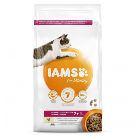 Kuiv täissööt IAMS CAT Mature&Senior kanaga 3kg vanematele kassidele.