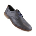 Comfortable leather shoes Rieker M RKR659, navy blue (41)