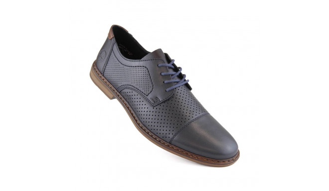 Comfortable leather shoes Rieker M RKR659, navy blue (41)