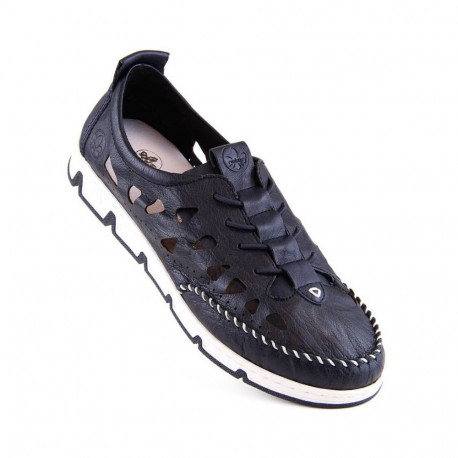 Rieker W RKR652 navy blue openwork leather shoes (37)