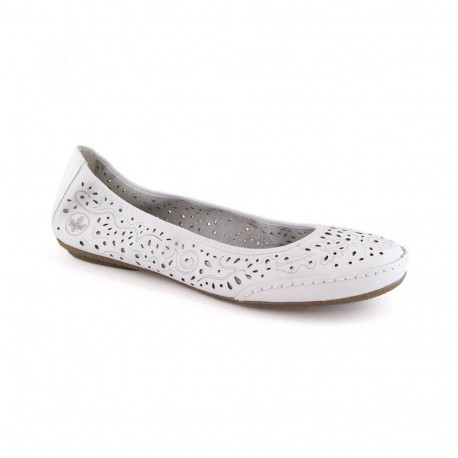 Rieker W RKR649 comfortable leather openwork shoes, white (37)