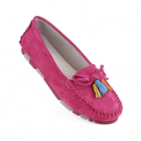 Filippo W PAW506B suede leather loafers with fringes fuchsia (38)