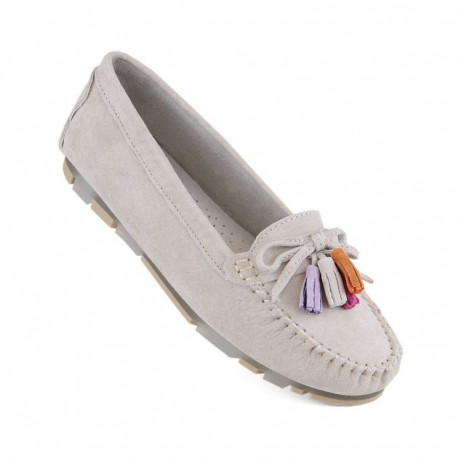 Filippo W PAW506A beige suede leather moccasins with fringes (36)