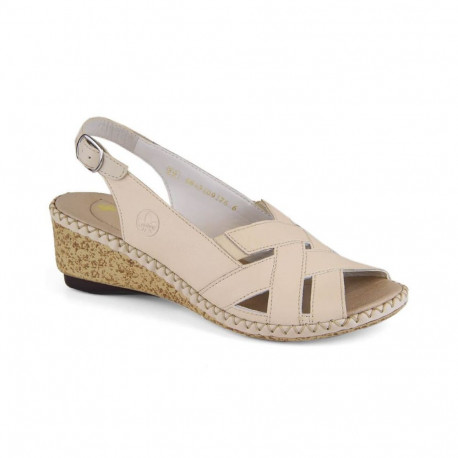 Rieker W RKR682 comfortable leather sandals beige (38)