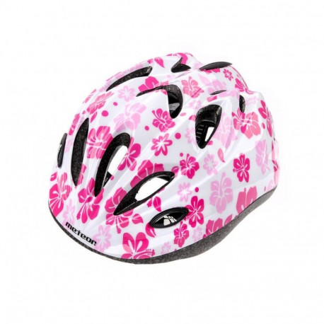 Meteor HB6-5 Junior 23246 White Floral Bike Helmet (M)