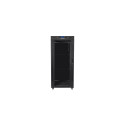 RACK CABINET 19" FREE-STANDING 27U/600X600 (FLAT PACK) WITH GLASS DOOR LCD BLACK LANBERG V2