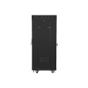 RACK CABINET 19" FREE-STANDING 27U/600X600 (FLAT PACK) WITH GLASS DOOR LCD BLACK LANBERG V2