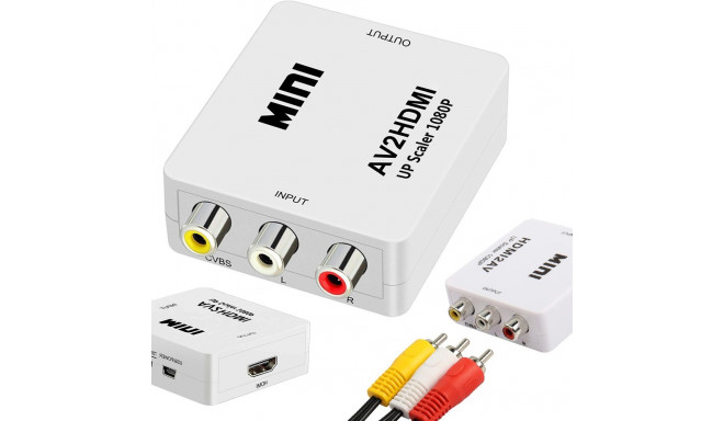 Fusion video signal converter RCA to HDMI (+Audio)white