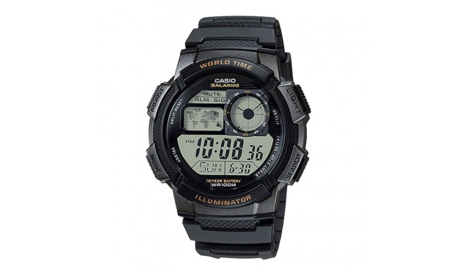 Unisex Watch Casio WORLD TIME ILLUMINATOR - 5 ALARMS. 10 YEAR BATTERY Black Grey (Ø 48 mm)