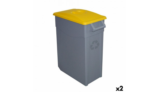 Atkārtoti Pārstrādājamo Atkritumu Tvertne Denox 65 L Dzeltens (2 gb.)