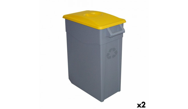 Recycling Waste Bin Denox 65 L Yellow (2 Units)