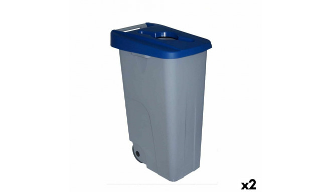 Dustbin with Wheels Denox 110 L Blue 58 x 41 x 89 cm