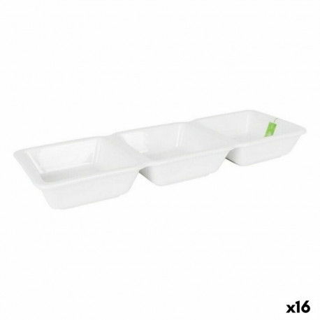 Bowl La Mediterránea Yummy Aperitif Porcelain White 29,3 x 9,5 x 3,3 cm (16 Units) (29,3 x 9,5 x 3,3