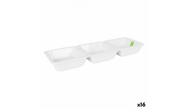 Bowl La Mediterránea Yummy Aperitif Porcelain White 29,3 x 9,5 x 3,3 cm (16 Units) (29,3 x 9,5 x 3,3