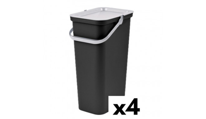 Recycling Waste Bin Tontarelli Moda White Black 38 L (4 Units)