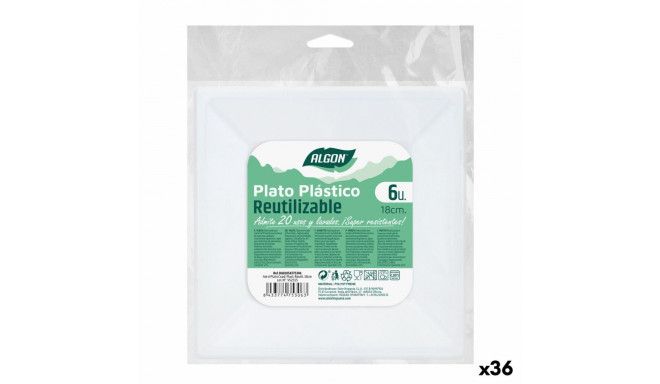 Set of reusable plates Algon Squared Plastic 18 x 18 x 2 cm (36 Units)