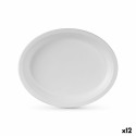 Plate set Algon Disposable White Sugar Cane Oval 26 cm (12 Units)