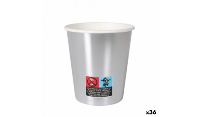 Klaaside komplekt Algon Papp Ühekordne Hõbedane 36 Ühikut 200 ml (10 Tükid, osad)