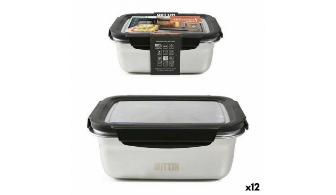 Hermetic Lunch Box Quttin Rectangular Stainless steel Silver Steel 1,8 L (12 Units)