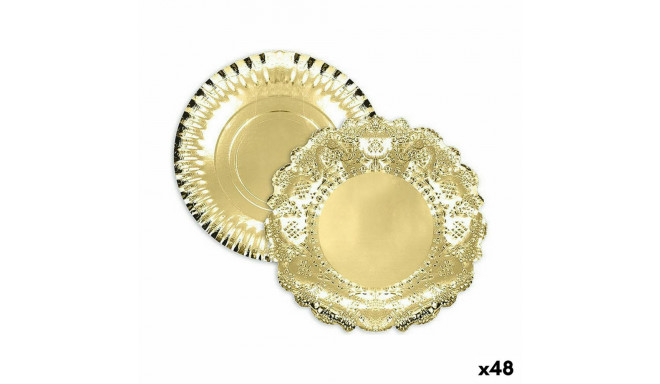 Snack tray Algon Golden Circular 23 x 23 x 1,5 cm (48 Units)