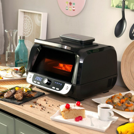 Air Fryer with Grill, Accessories and Recipe Book InnovaGoods Fryinn 12-in-1 6000 Black Steel 3400 W