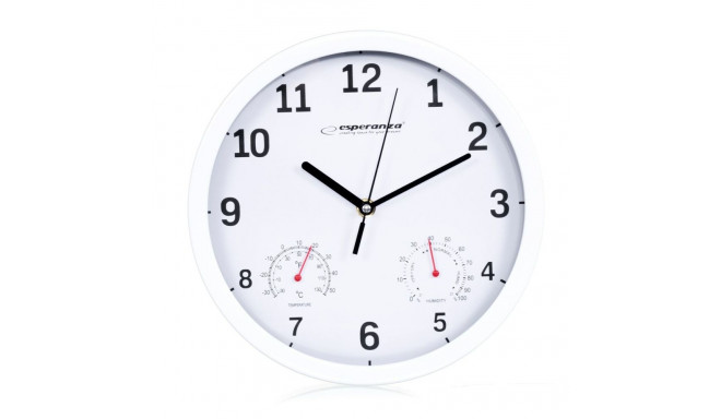 Wall Clock Esperanza EHC016W White Glass Plastic 25 cm