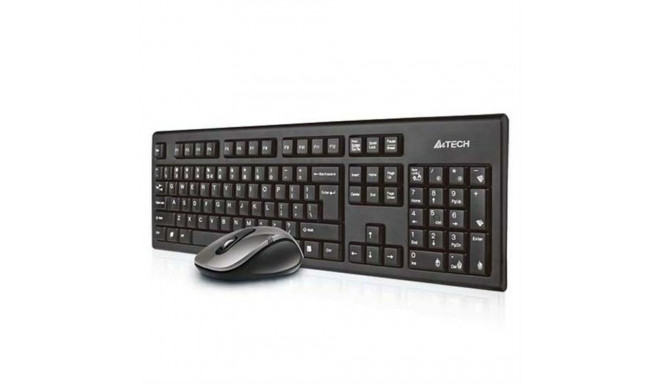 Keyboard and Mouse A4 Tech 7100N Qwerty UK Black Monochrome No English QWERTY Qwerty US