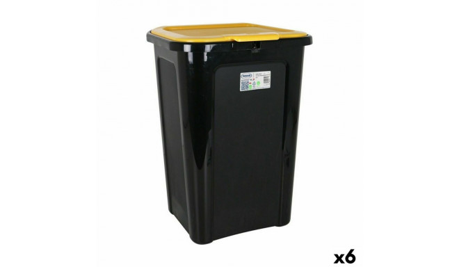 Rubbish Bin Tontarelli Coverline Yellow 44 L Black 38,5 x 34,5 x 54,5 cm (6 Units)