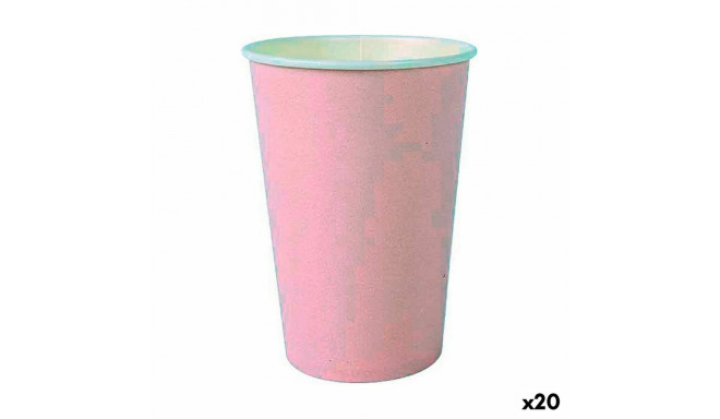 Set of glasses Algon Disposable Cardboard Pink 20 Pieces 220 ml (20 Units)