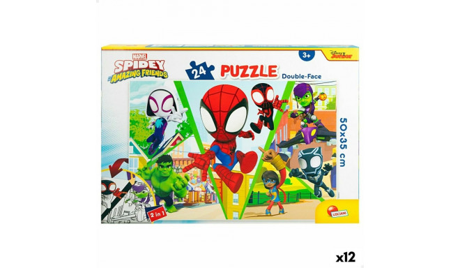 Child's Puzzle Spidey Double-sided 50 x 35 cm 24 Pieces (12 Units)