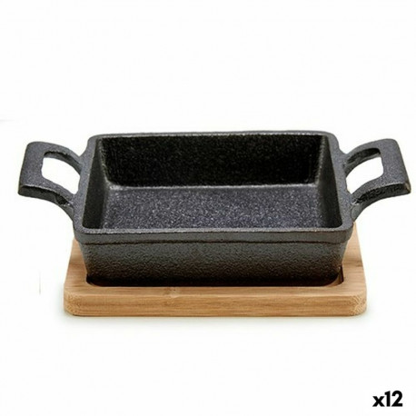 Casserole Dish for Serving Tapas Kinvara 1277SJ4810 1277SJ4810 Brown Black Wood Bamboo Iron 19 x 5 x