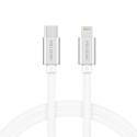 Swissten Textile Universāls Quick Charge 3.1 USB-C uz Lightning Datu un Uzlādes Kabelis 1.2m Sudraba