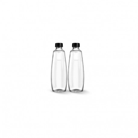 SodaStream glass bottle DUO  1 liter  pack of 2  jug (transparent/black  for DUO bubbler)