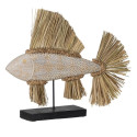 Decorative Figure White Brown Natural Fish 70 x 12 x 53 cm