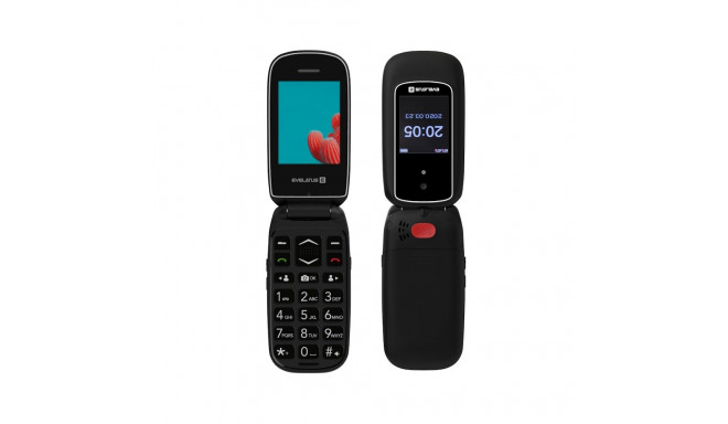 Evelatus Wave 2 Button Flip Mobile Phone with Dual Sim & LCD SOS Senior Call Function Black