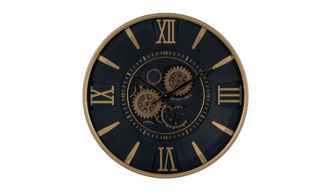 Wall Clock Black Golden Crystal Iron 59 x 8,5 x 59 cm (3 Units)