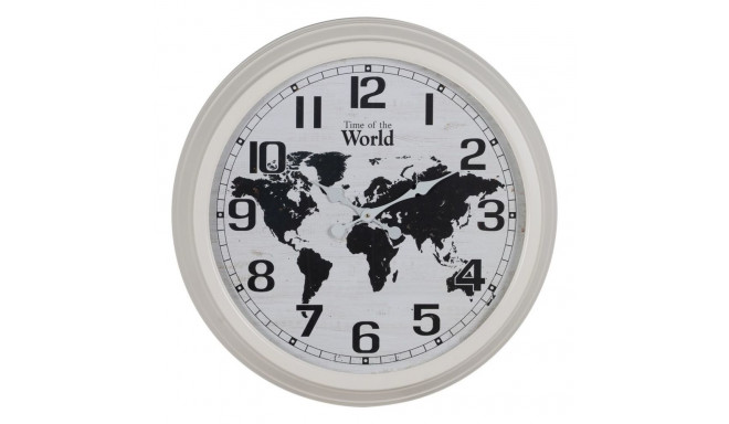 Wall Clock World Map White Black Iron 70 x 70 x 6,5 cm