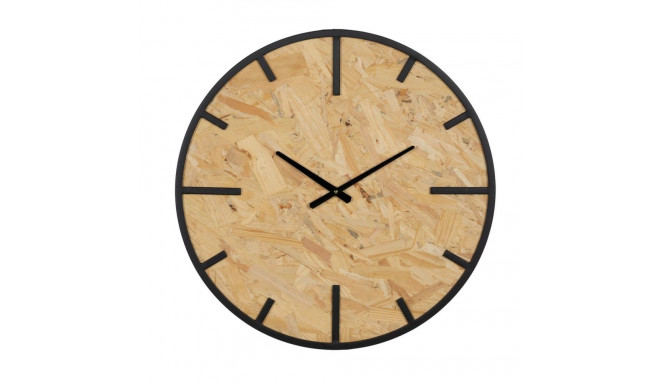 Wall Clock Black Natural PVC Iron MDF Wood 60 x 4,5 x 60 cm