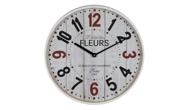 Wall Clock White Wood Crystal 40 x 40 x 4,5 cm