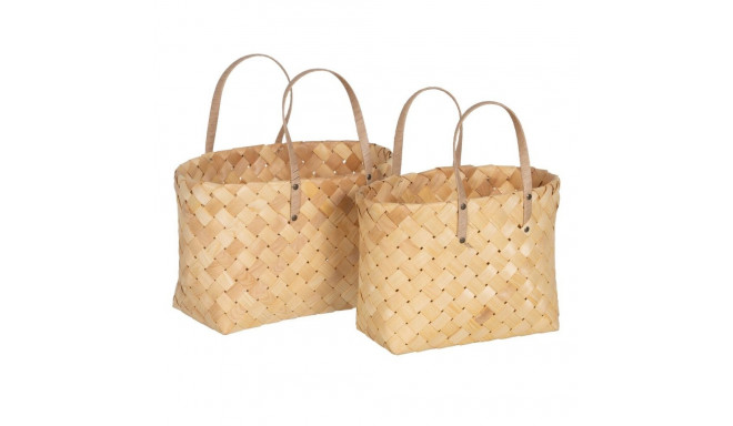 Basket set Natural Wood 50 x 22 x 28 cm (2 Units)