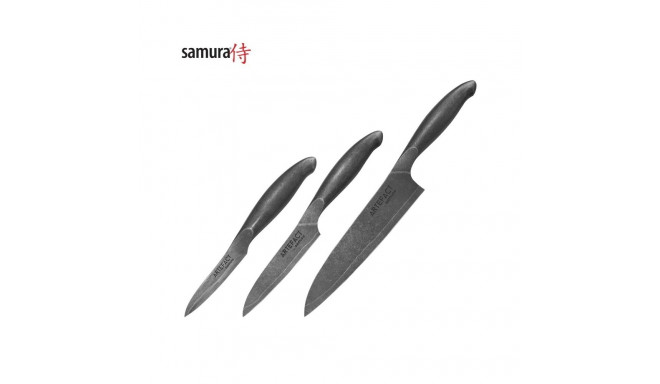 Samura Artefact kitchen Set of 3 knives (Paring knife, Utility knife and Chef's knife) AUS-10 Japan 