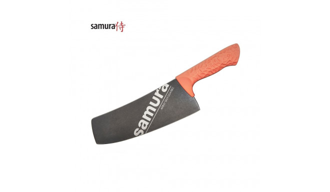 Samura Arny Stonewash Cleaver nuga 208mm AUS-8 must TPE Korallid mugav käepide HRC 59