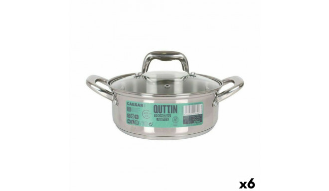 Casserole with glass lid Quttin Caesar Steel ø 20 x 8 cm (6 Units)
