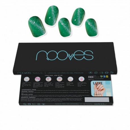 Küünte geelilehed Nooves Láminas De Uñas De Gel Cat eye green 20 Tükid, osad