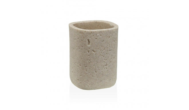 Toothbrush Holder Versa Beige Resin 8 x 10,5 x 8 cm