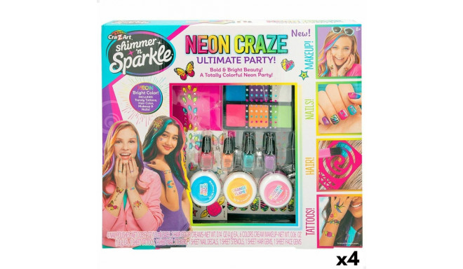 Beauty Kit Cra-Z-Art Ultimate Party 10 x 1 x 7,5 cm Children's Neon Nails Hair Body 4 Units