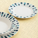 Deep Plate Quid Simetric Blue Ceramic 20 cm (12 Units)