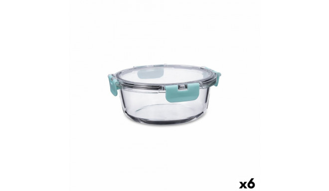 Hermetic Lunch Box Quid Purity Circular 970 ml Transparent Glass (6 Units)