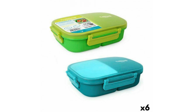 Hermetic Lunch Box ThermoSport 3 Compartments Rectangular 900 ml (6 Units)