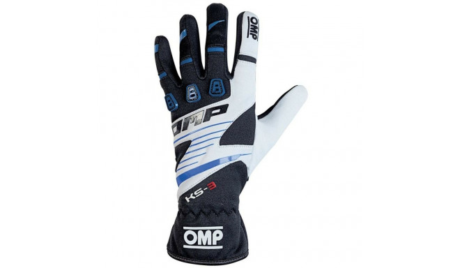 Kids Karting Gloves OMP KS-3 Zils Balts Melns 6